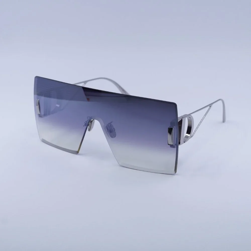 Dior 30MONTAIGNE M1U F0A6 Rimless Sunglasses Silver Shield Frame, Grey Lenses - Picture 7 of 11
